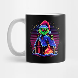 GRINCH CHRISTMAS HOUSE ON FIRE RETRO 80'S VIBE Mug